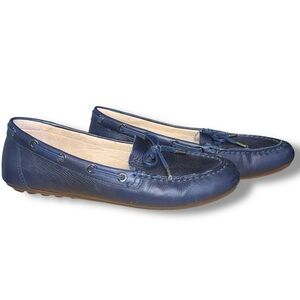 Vionic Virginia Navy Leather Driving Moccasin Loafers Slip On Size 9.5